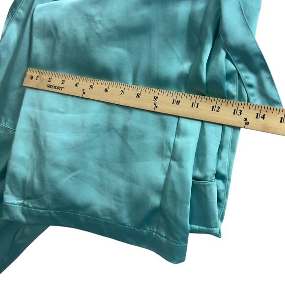 Forever 21 Satin Cargo Pants Womens M Mint Green Blue Utility Wide Leg Hipster - Picture 10 of 13